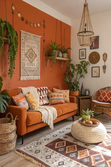 Boho Wand mit warmem Farbrand