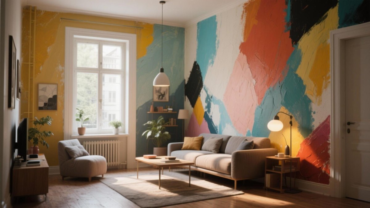 Abstrakte Wandkunst mit Farbschichten