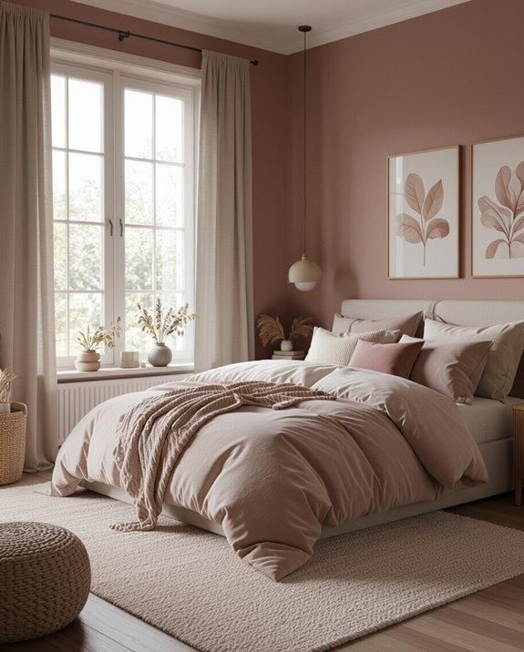 Altrosa Schlafzimmer mit Erdtönen