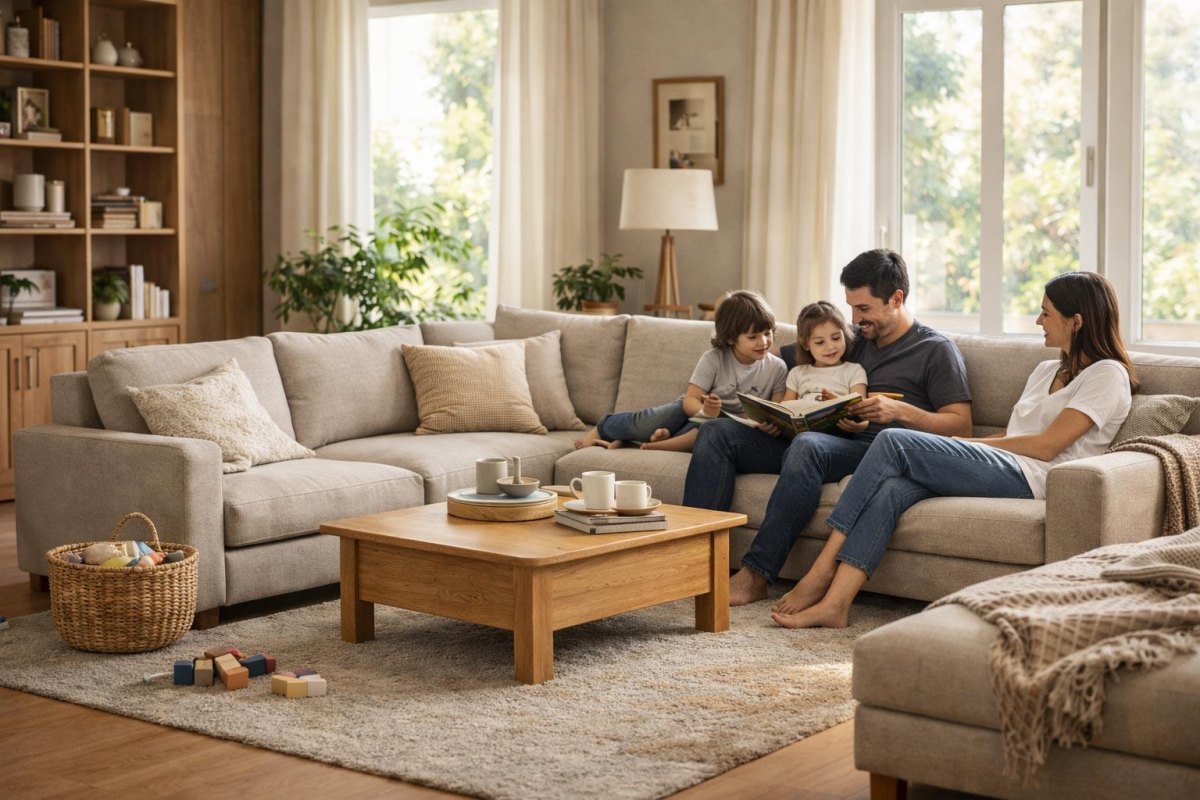 Familienwohnzimmer beige