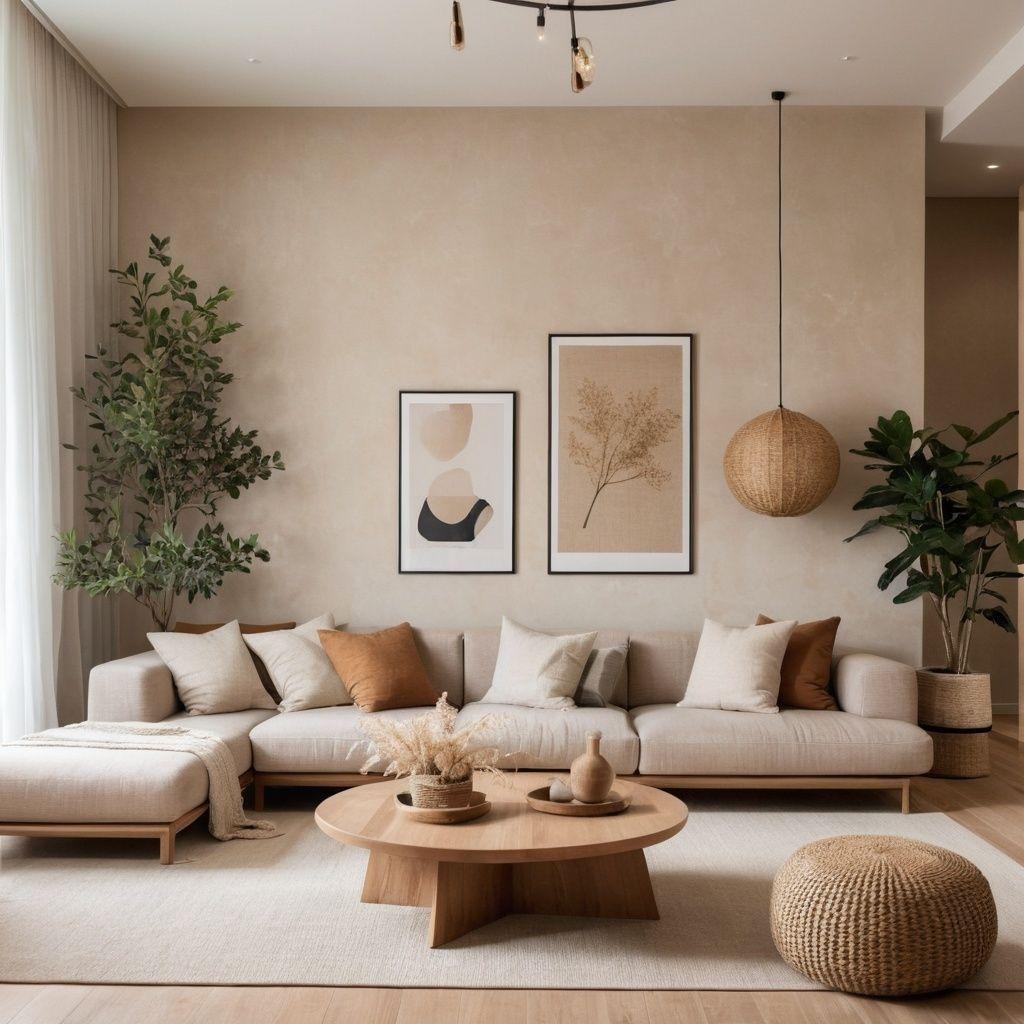 Japandi Wohnzimmer beige