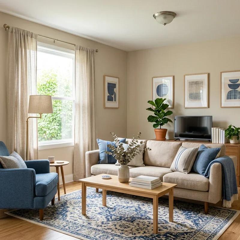 Beige Blau Wohnzimmer
