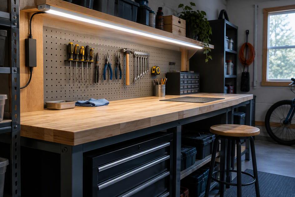 LED Beleuchtung kleine Holzwerkstatt