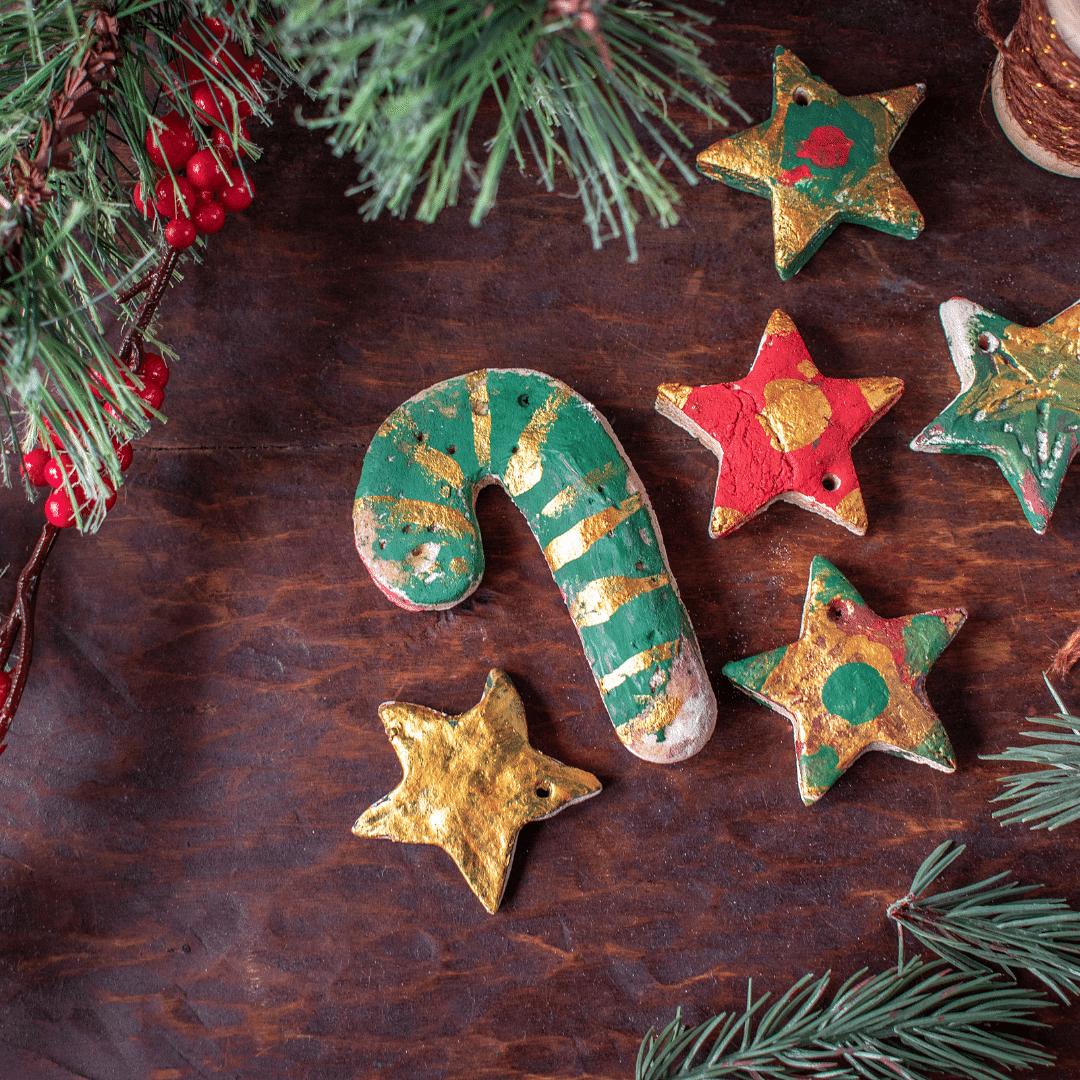 Bemalte Salzteig Weihnachtsanhänger Farben