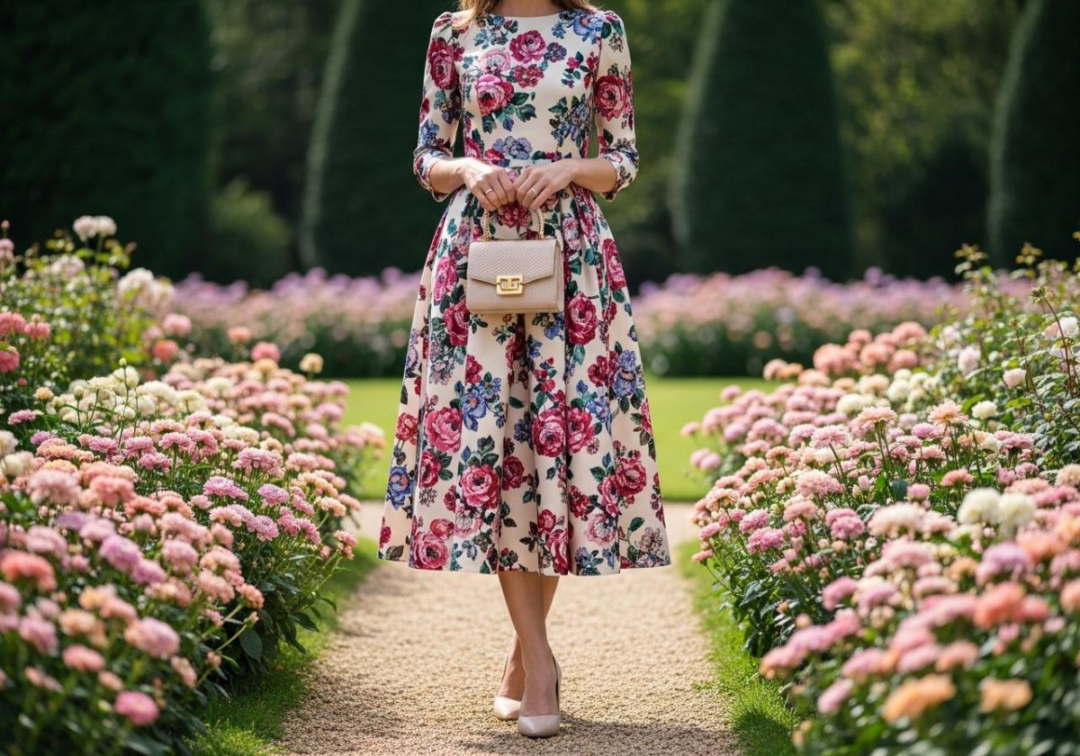 Romantisches Blumenkleid in zarten Farben für Hochzeitsgäste