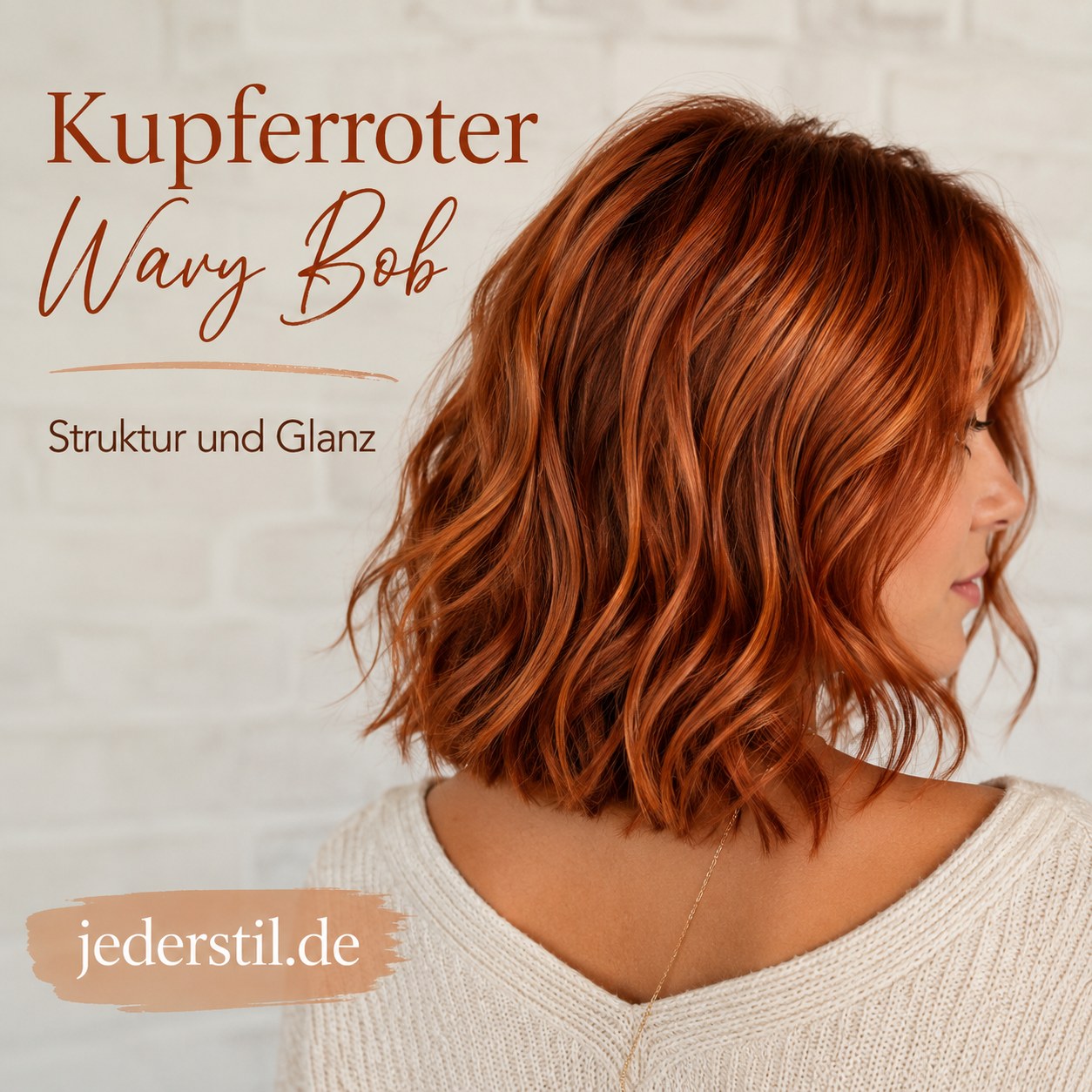 Kupferroter Wavy Bob mit Struktur und Glanz als farbenfrohe Bob Frisur ab 50