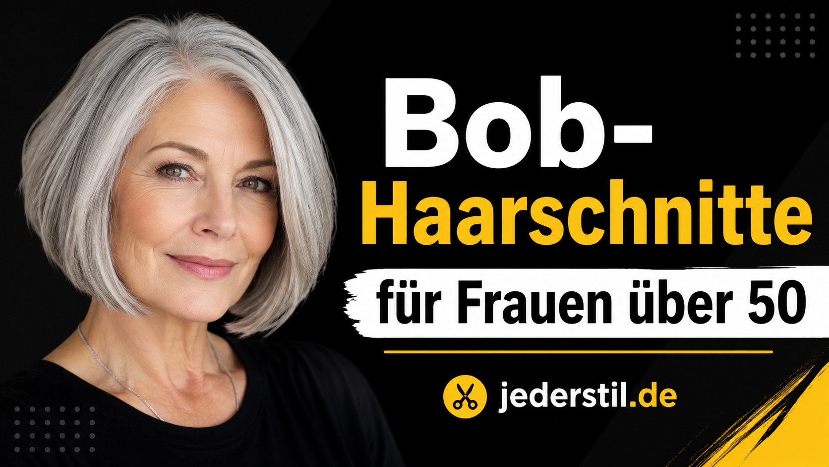 Klassischer grauer Bob mit Pony zeigt eine zeitlose Bob Frisur für Frauen über 50