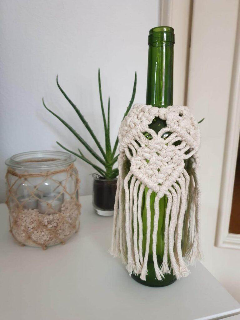 Boho Makramee Flaschenhalter mit Fransen
