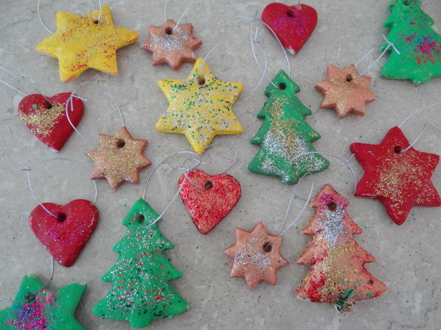 Bunte Salzteig Weihnachtsanhänger Glitzer