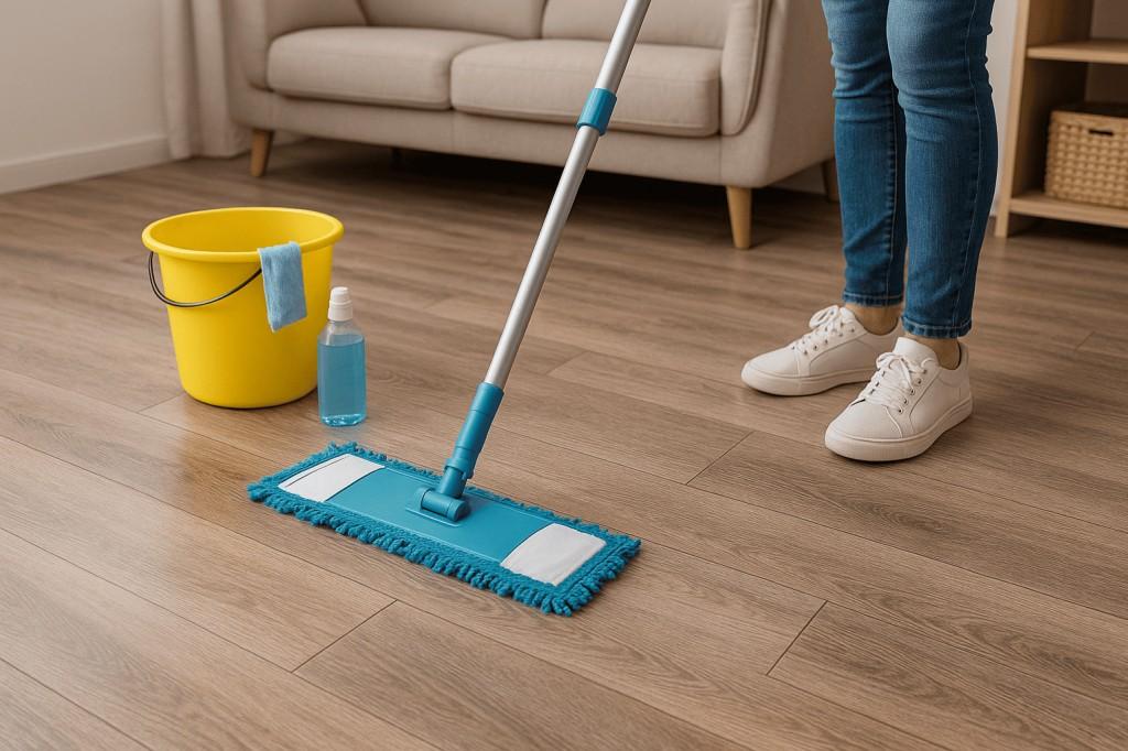 Mopp reinigt Vinylboden