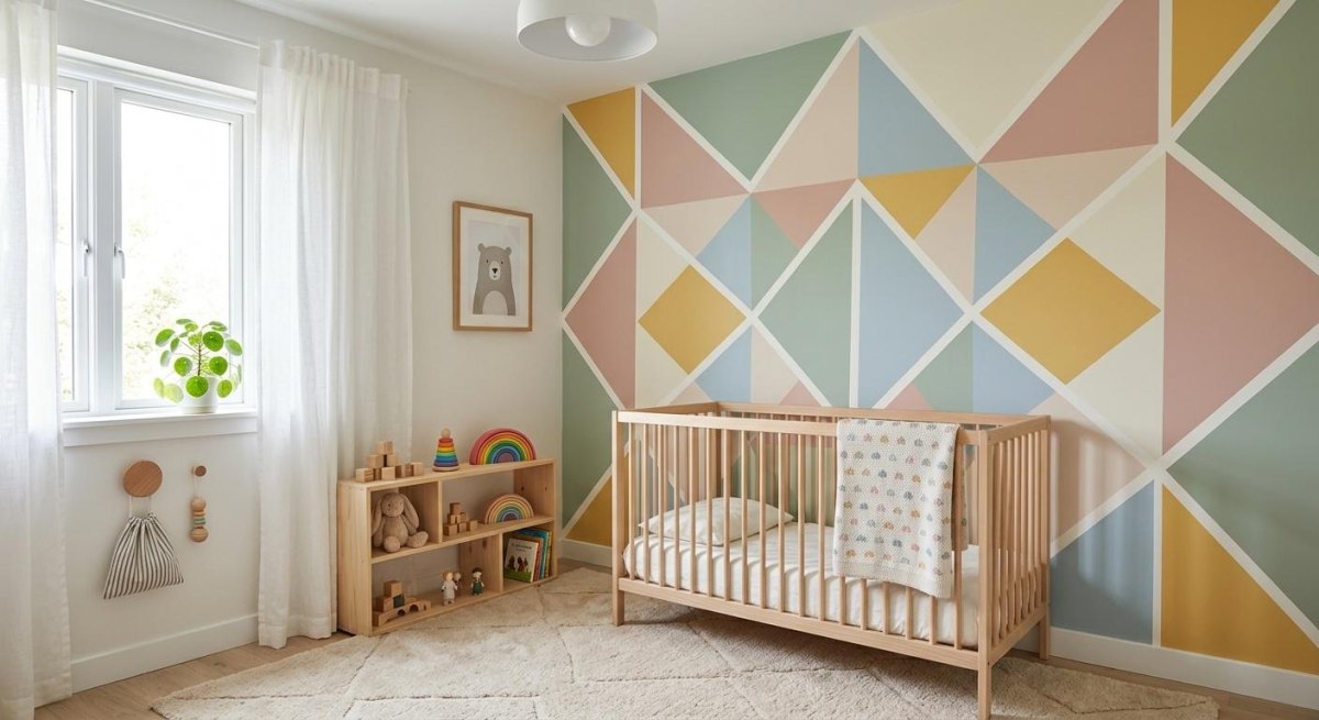 Kinderzimmer mit Dreiecksmuster Wand