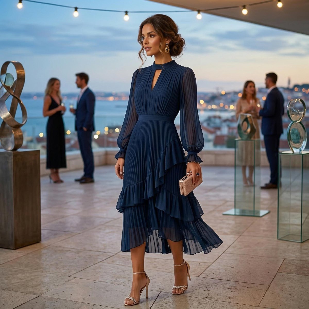 Festliches Hochzeitsgast-Outfit mit eleganter Farbwahl und passenden Accessoires