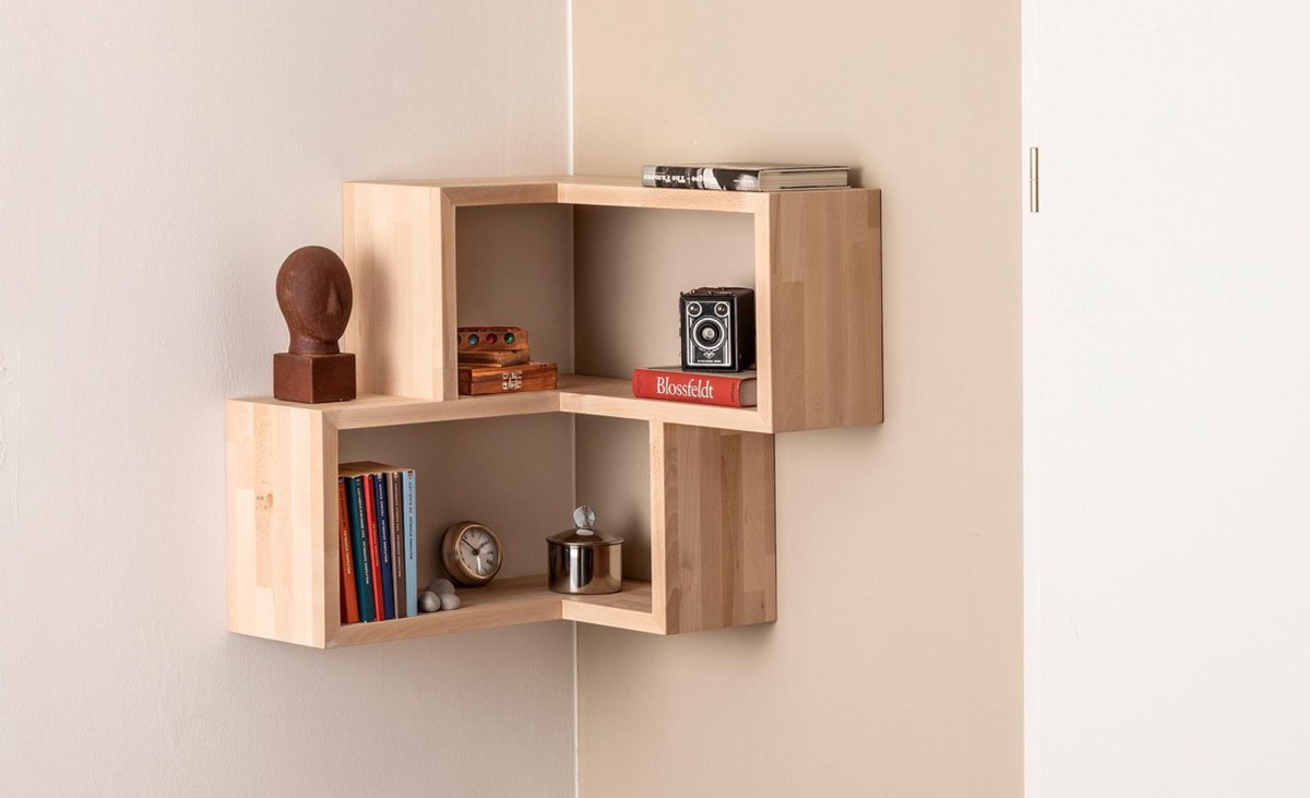 Eckregal Holz für kleine Räume