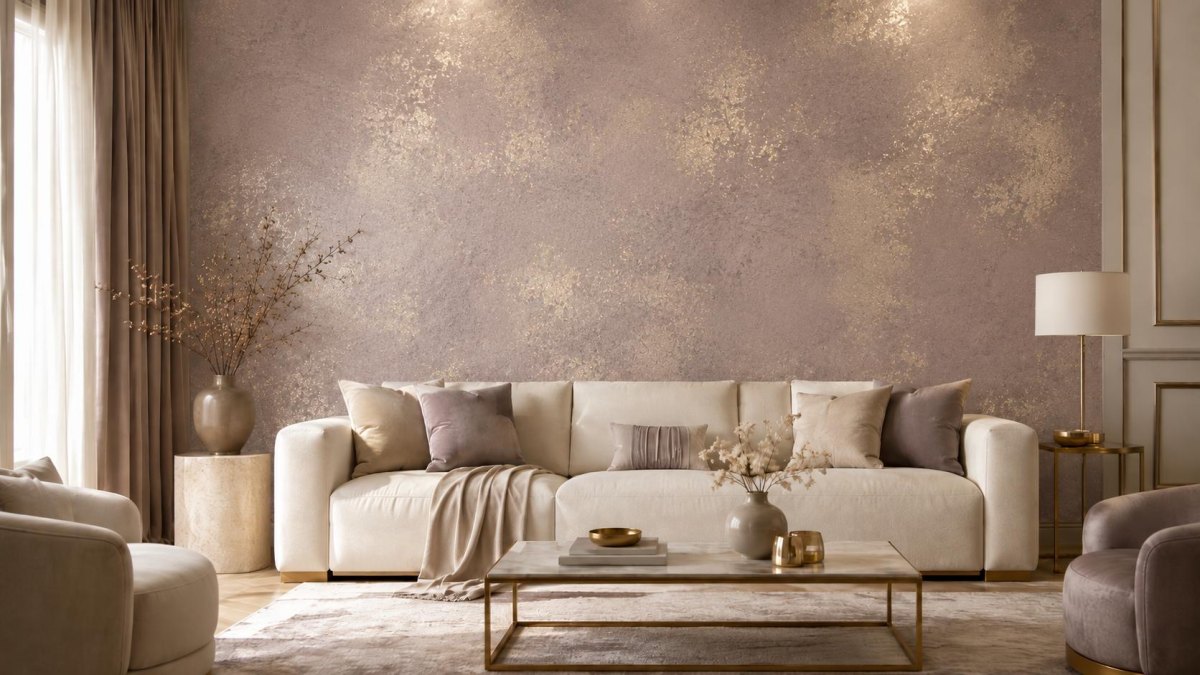 Elegante Kreidefarben Wand mit Gold