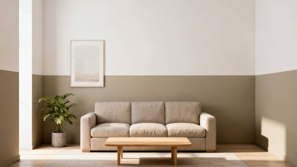 Beige weiße halbhohe Wand