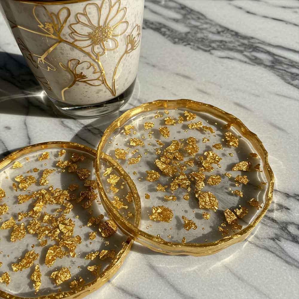 Gold Metallic Epoxidharz Untersetzer
