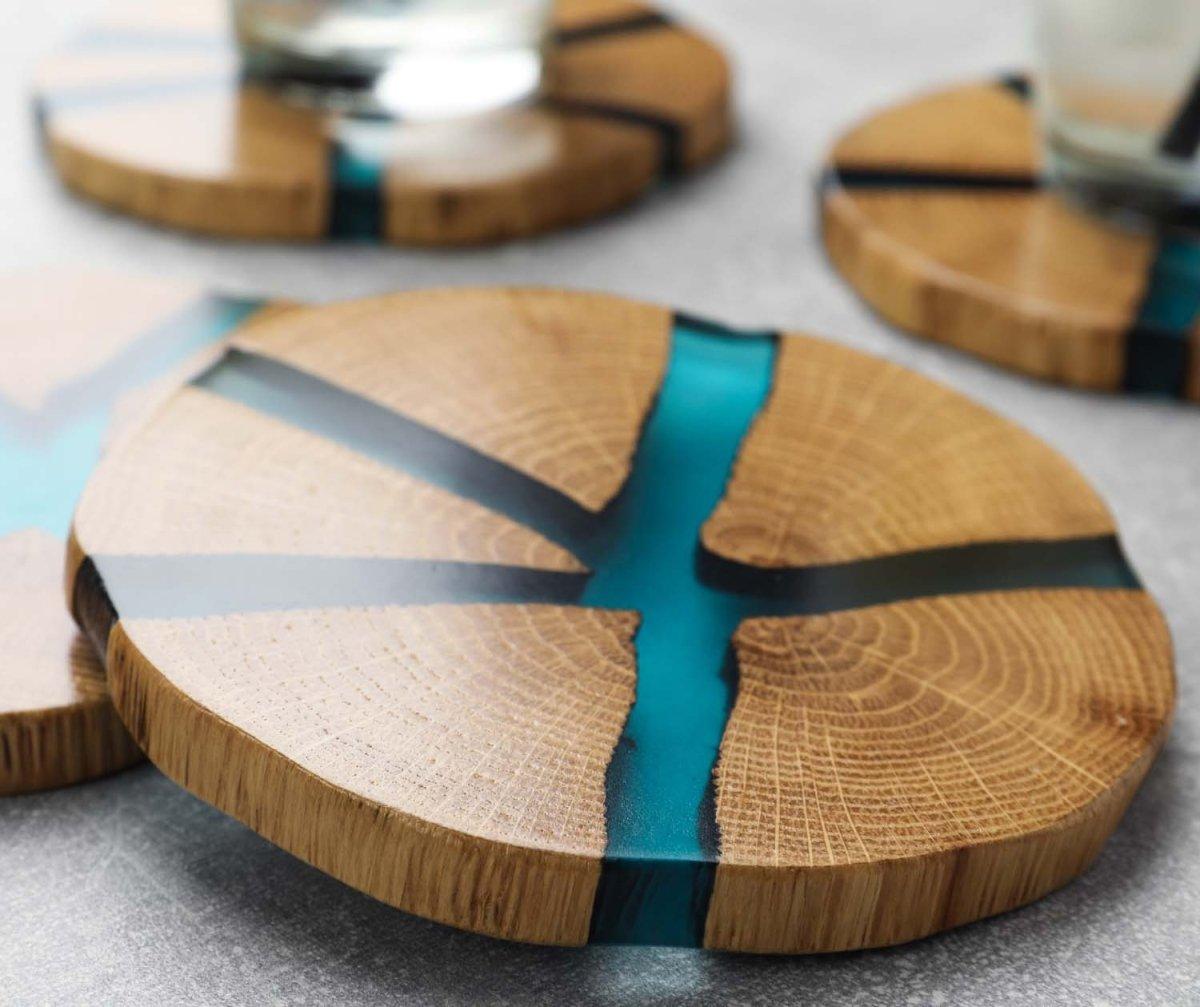 Holz und Epoxidharz Untersetzer