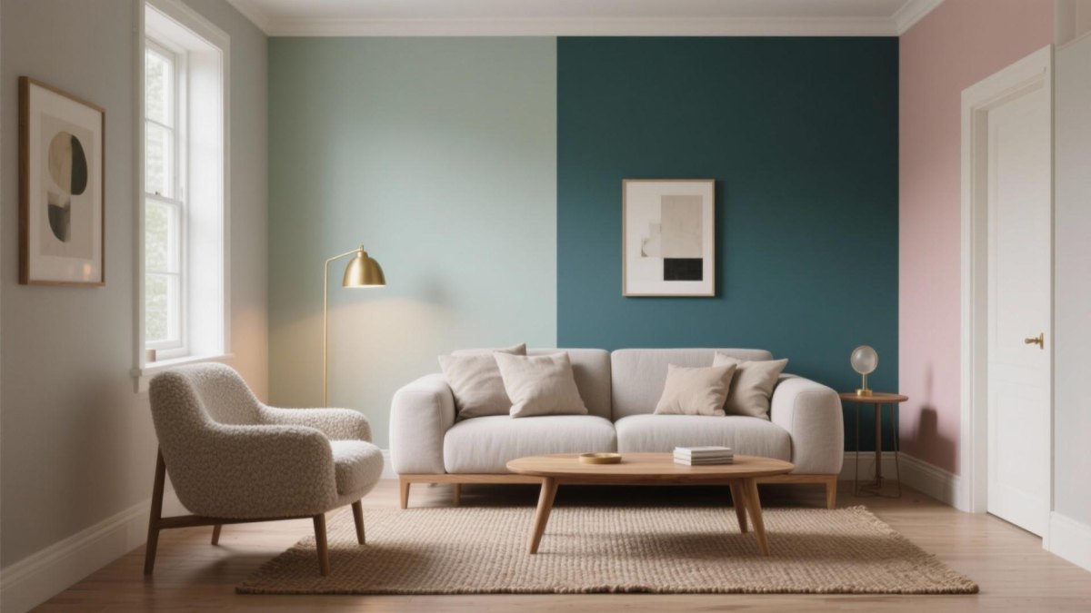 Color Blocking Wand mit Farbflächen