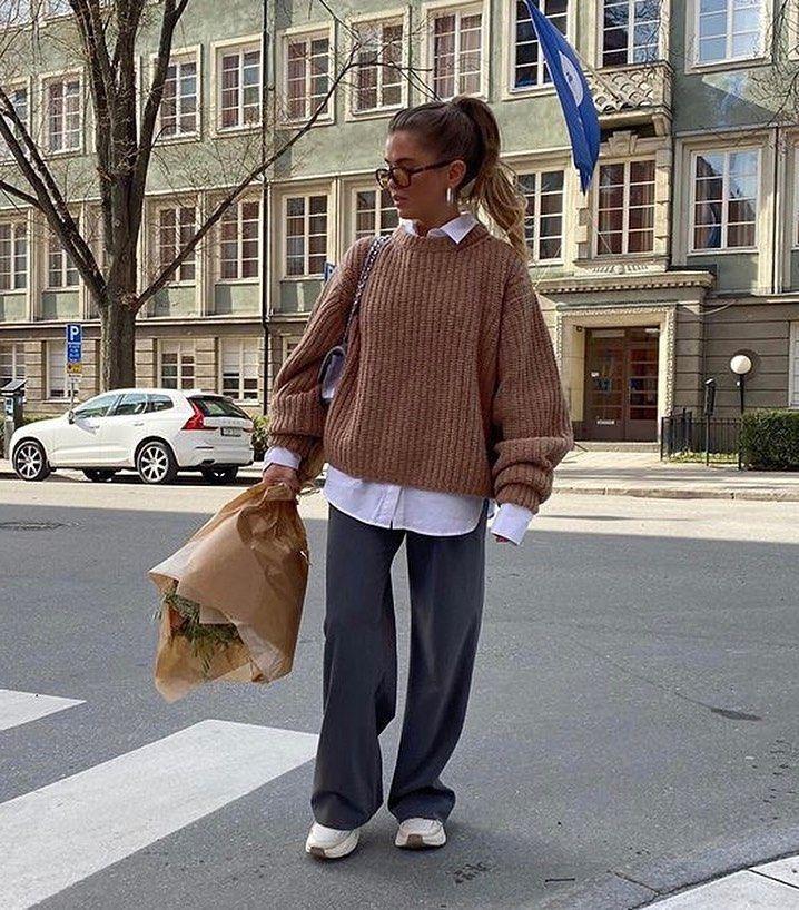 Strickpullover Herbst Outfit Schule
