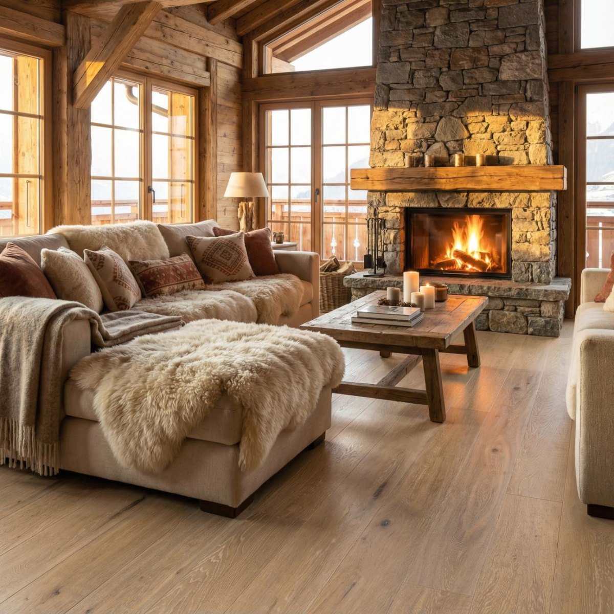 Chalet Wohnzimmer Holzboden