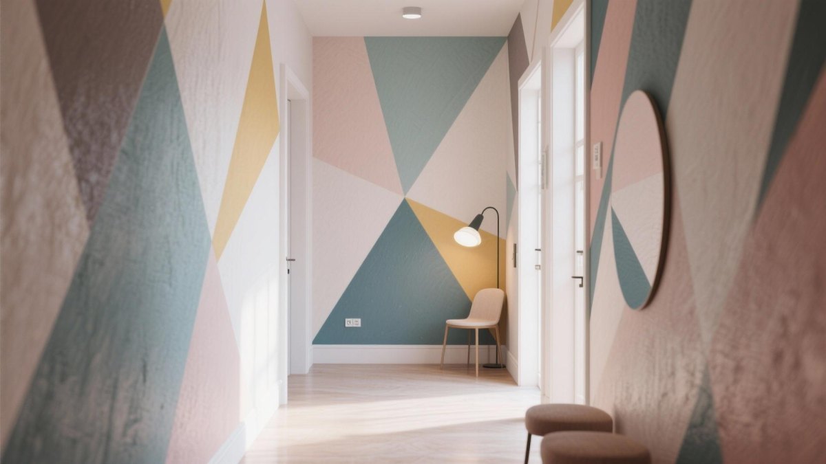 Flurwand mit geometrischem Muster