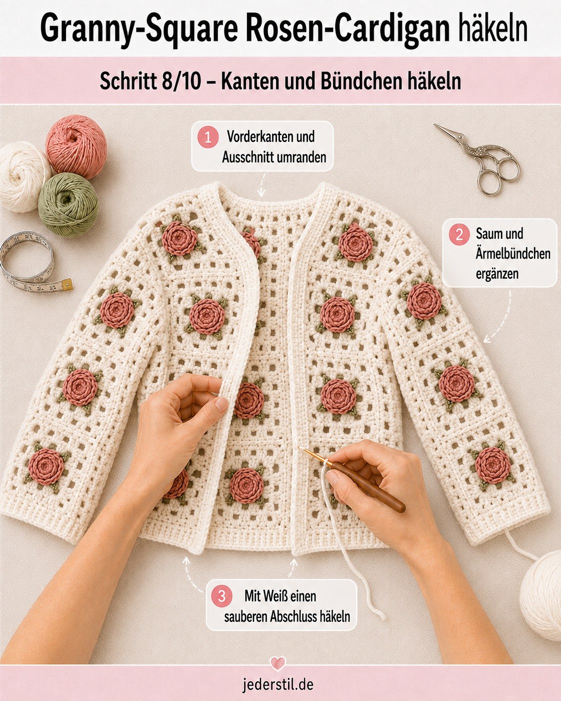 Granny - Square Rosen - Cardigan Häkeln - Meine 10