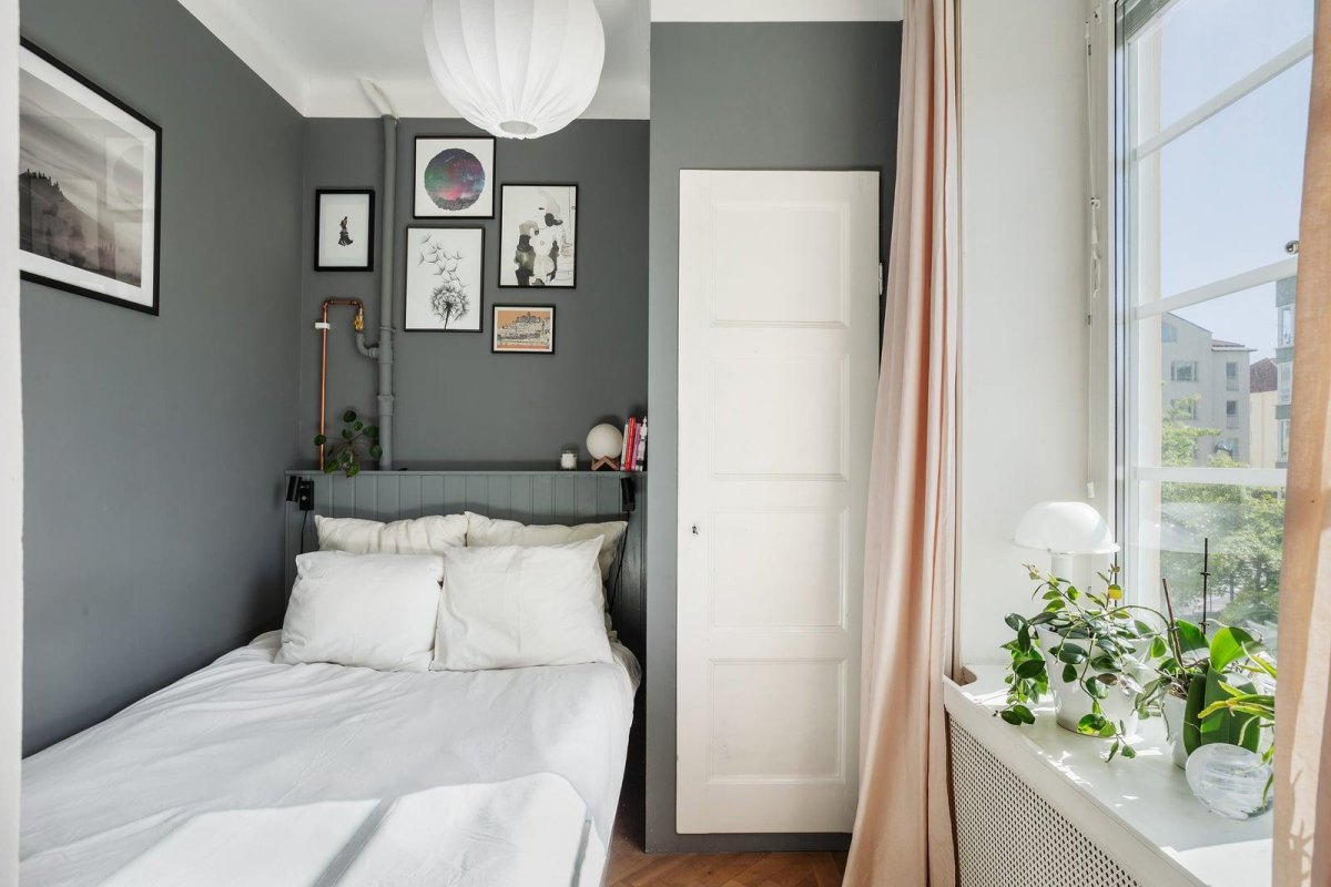 Graue Wandfarbe modernes Schlafzimmer