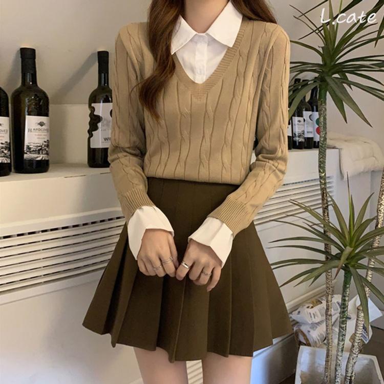 Preppy Hemd Pullover Herbst Outfit