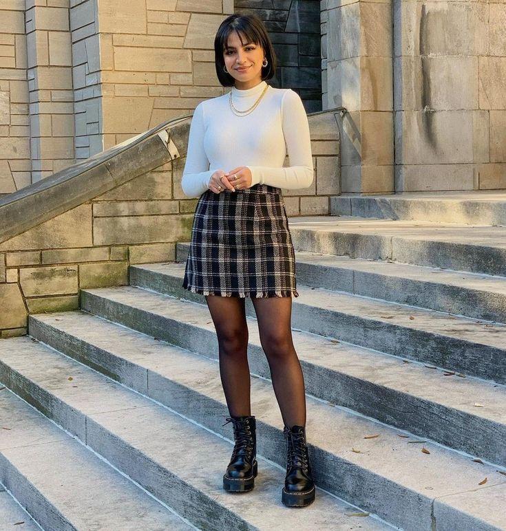 Rock Strumpfhose Herbst Schule Outfit