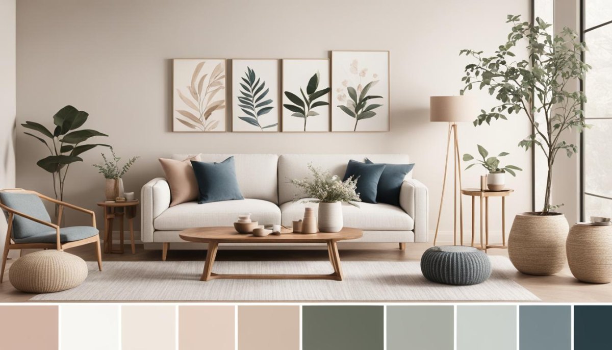 Japandi Wohnzimmer mit Naturfarben