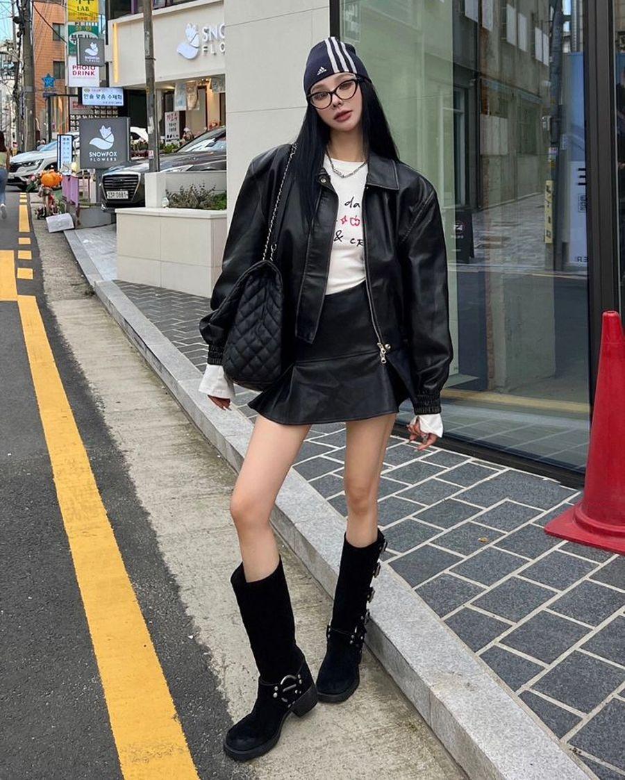 Lederjacke Boots Konzert Look