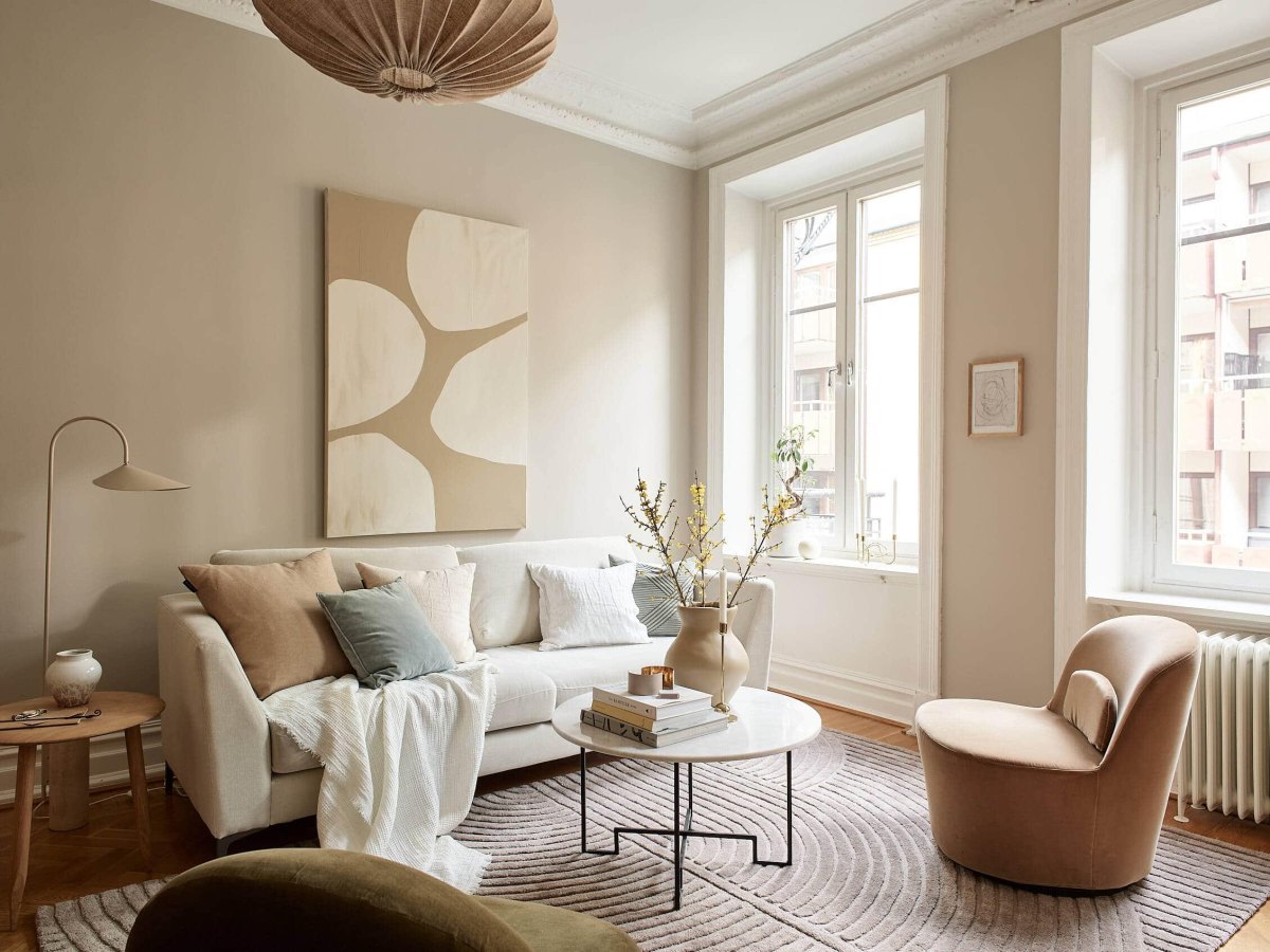 Kleines Wohnzimmer beige