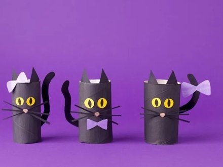 Klorollen Katzen Halloween Deko