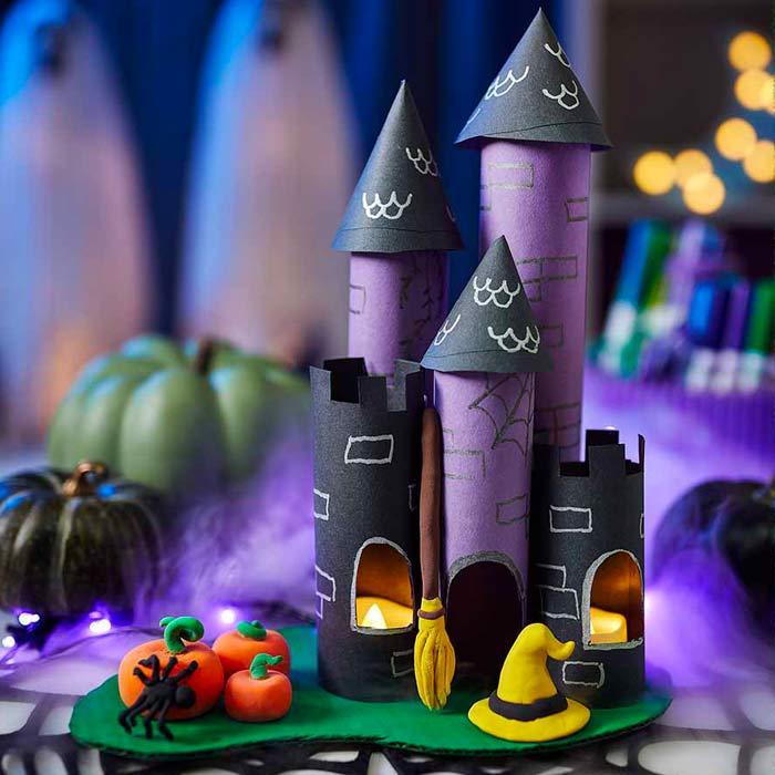 Klorollen Spukhaus Halloween Basteln