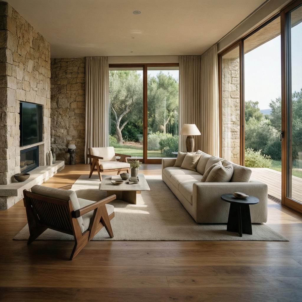 Holzboden Naturmaterialien Wohnzimmer