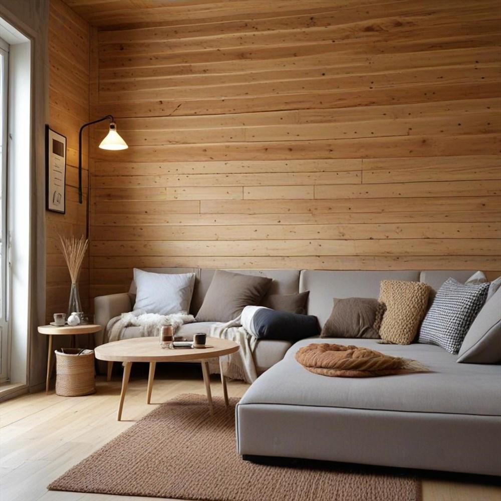 Wohnraum mit Holz und Naturfarben
