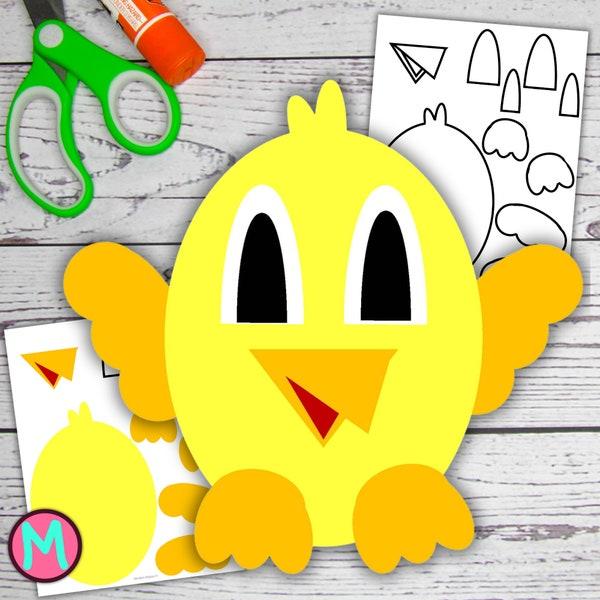 Papier Küken basteln Oster Vorlage