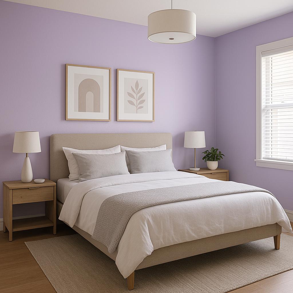 Modernes Zimmer mit Lavendelwand