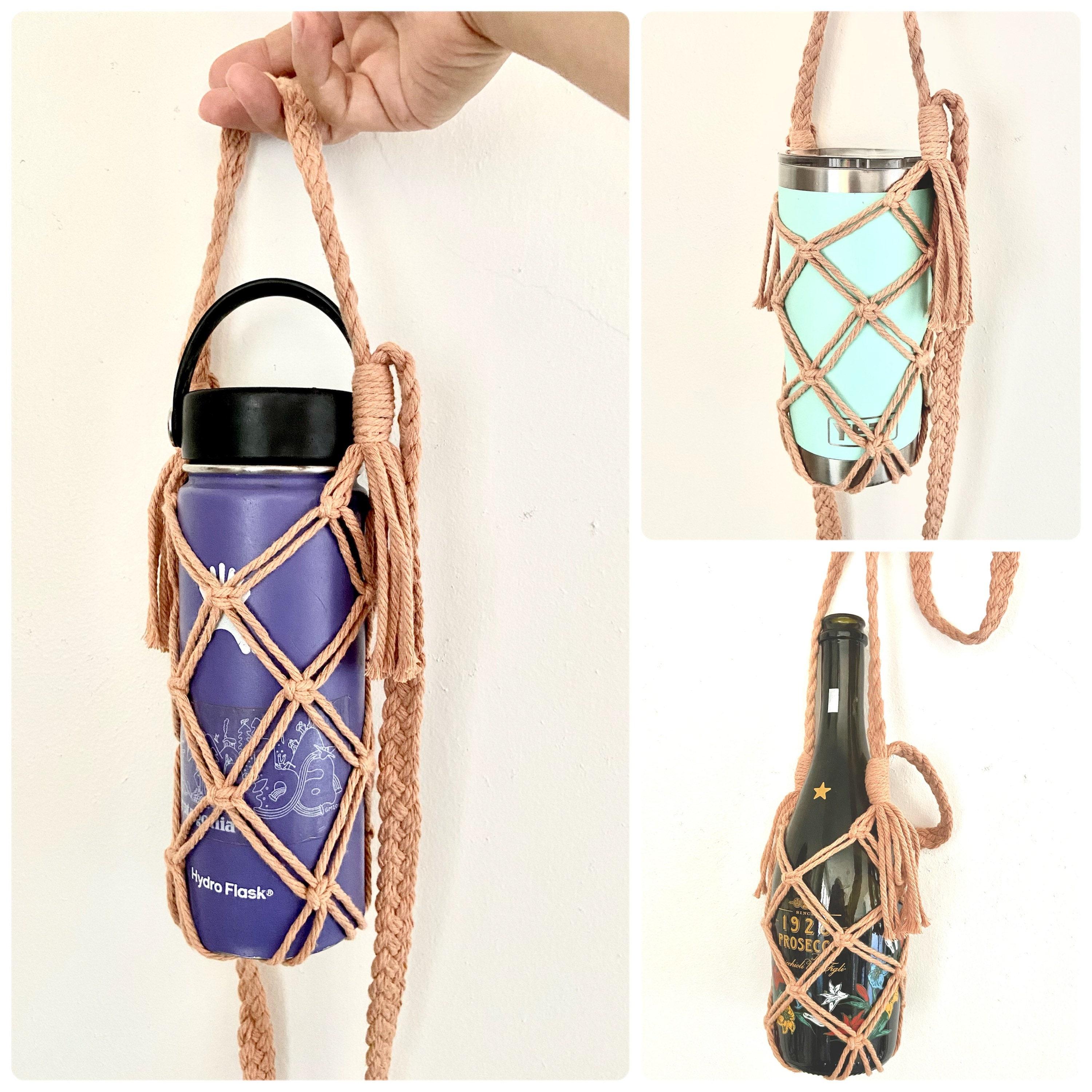 Makramee Flaschenhalter mit Diamantmuster