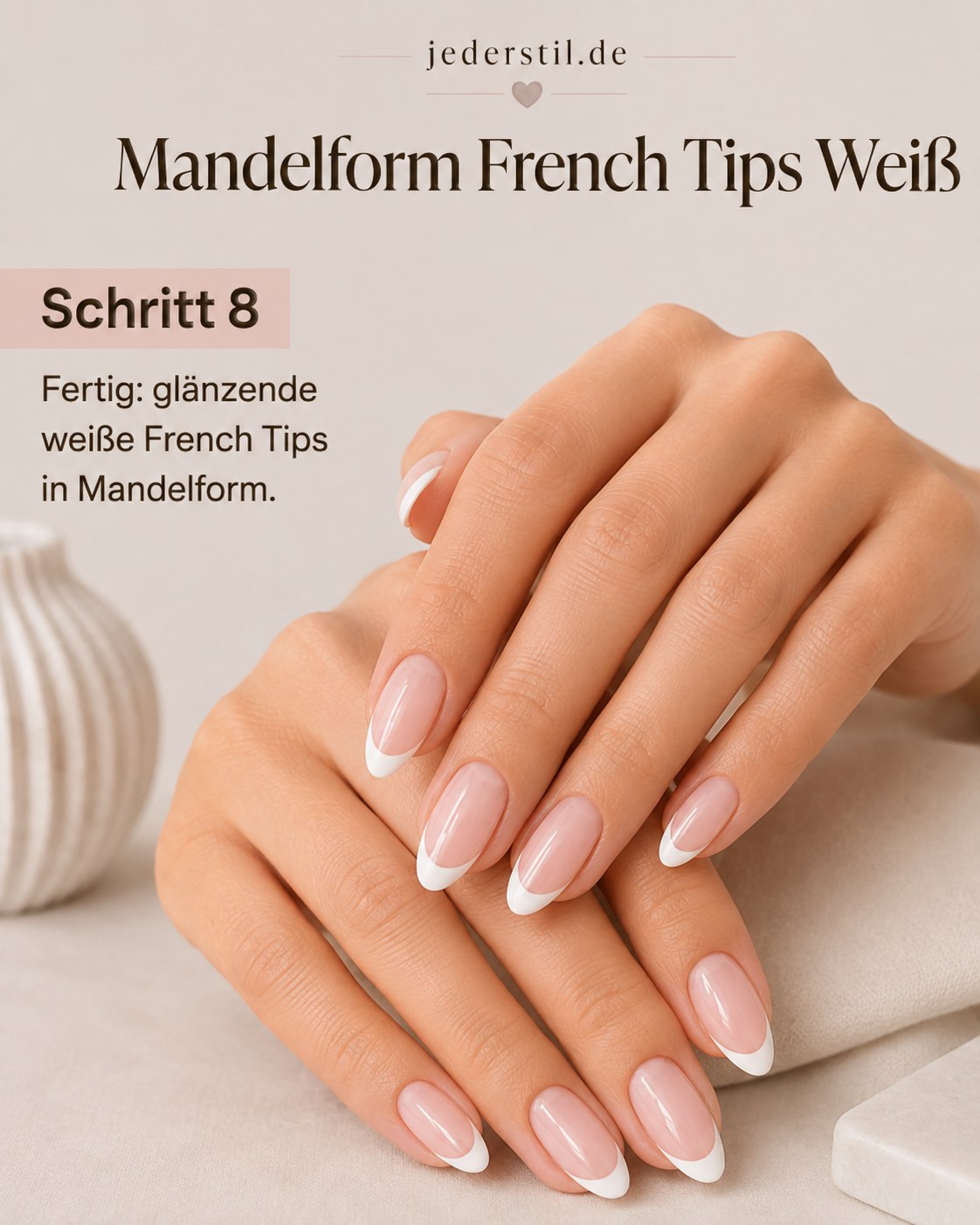 Mandelform French Tips Weiß - Meine