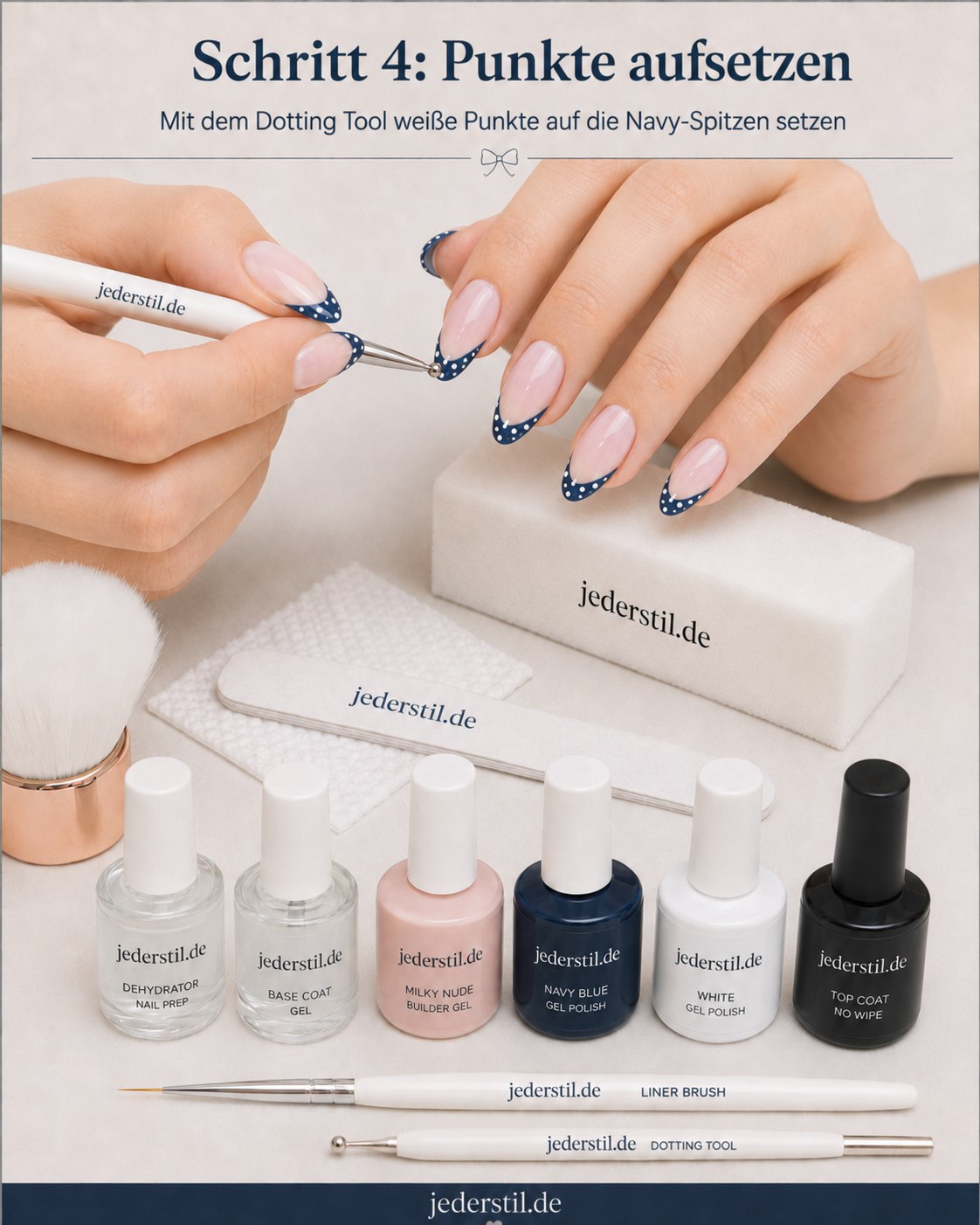 Alle Nägel haben nun die blaue Spitzenlinie.