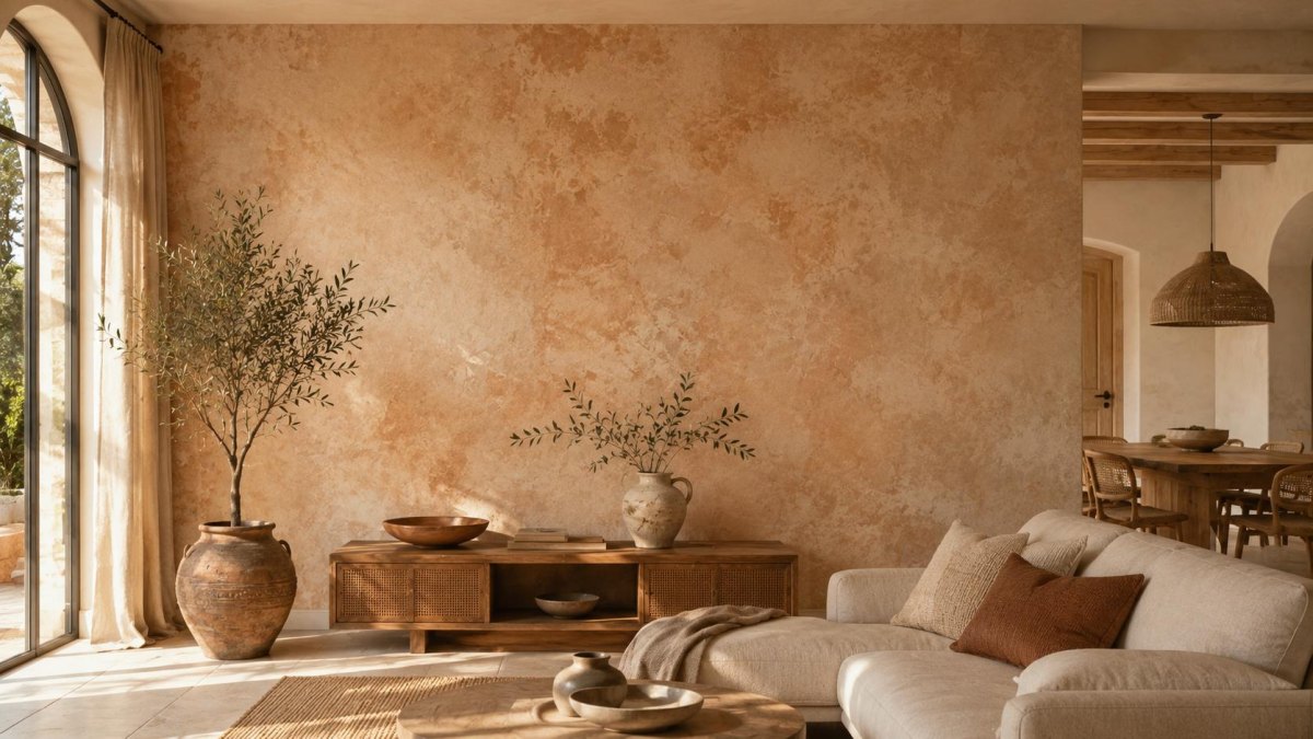 Mediterrane Wand in warmen Farben