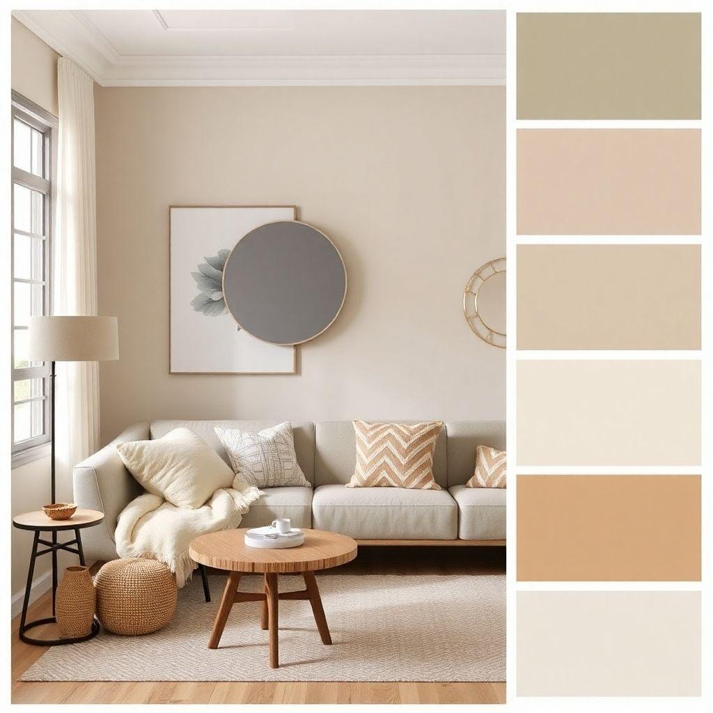 Minimalistisches Wohnzimmer neutral gestaltet