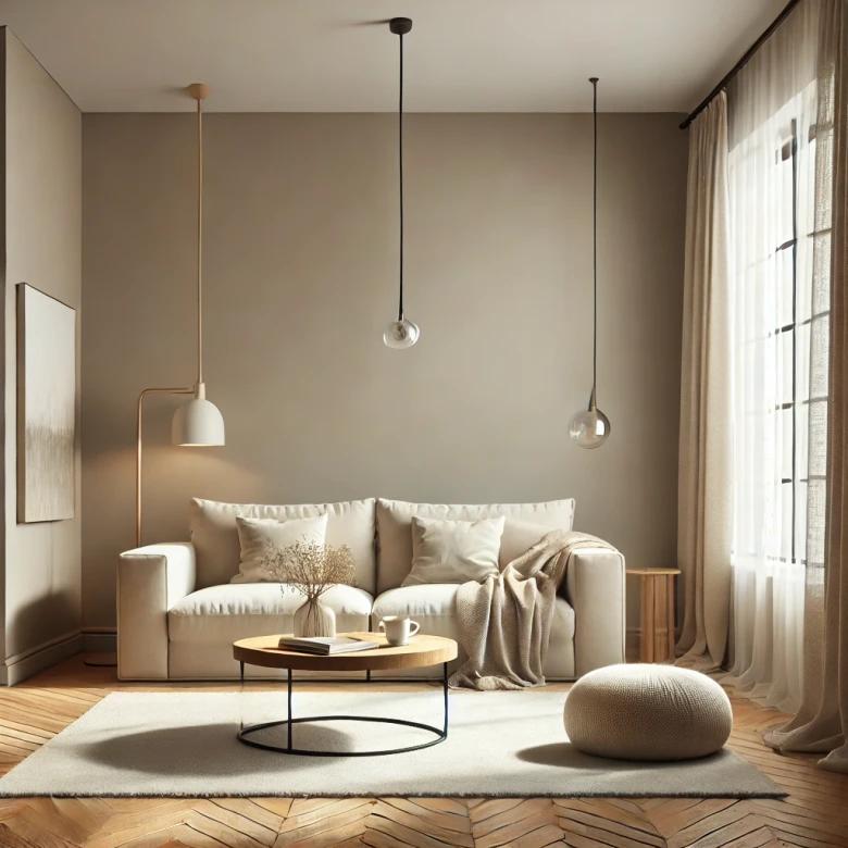 Minimalistisches Beige Wohnzimmer