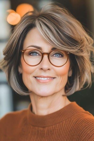 Frisur mit Brille Frau ab 50