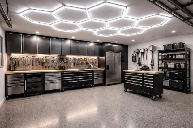 Moderne LED Beleuchtung Werkstatt