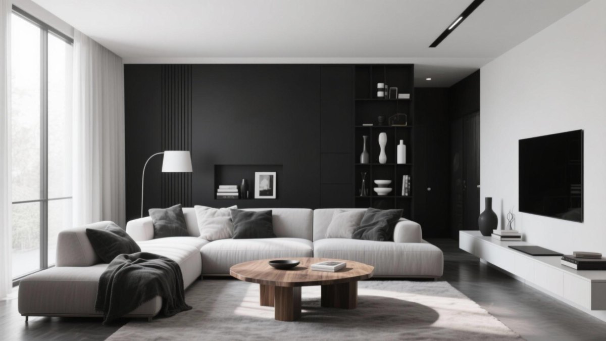 Schwarz weißes modernes Wohnzimmer