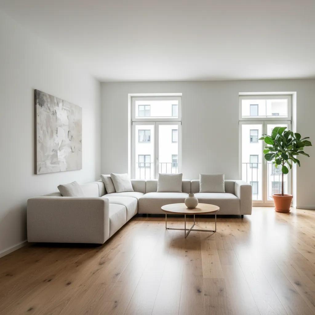 Minimalistisches Wohnzimmer Parkett