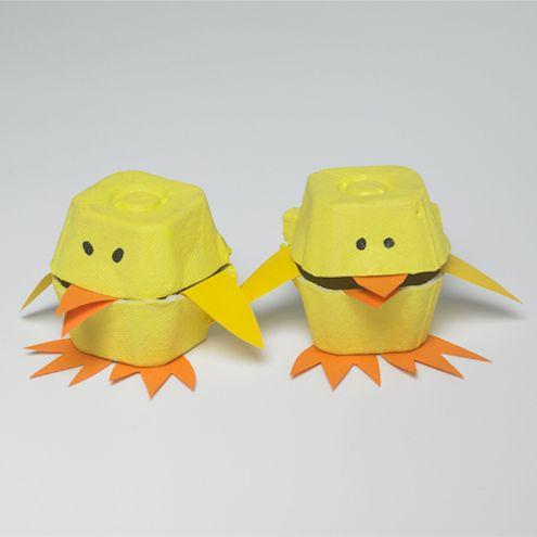 Küken aus Eierkarton Osterdeko Kinder