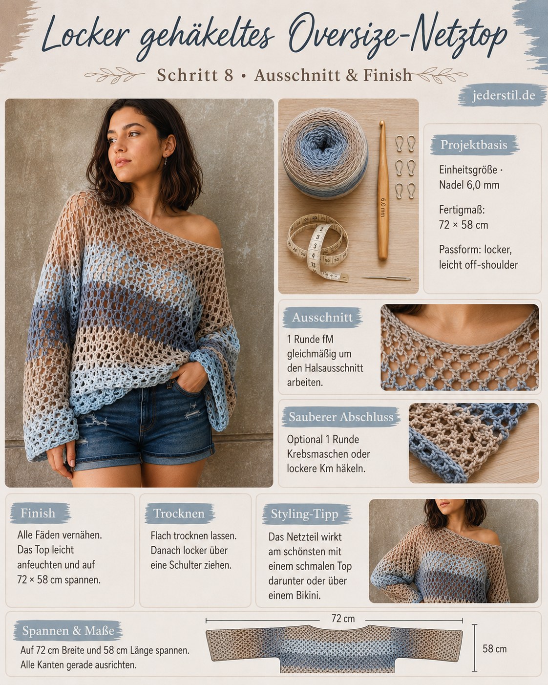 Oversized Mesh Top Häkeln - Mein Lockeres Netz -